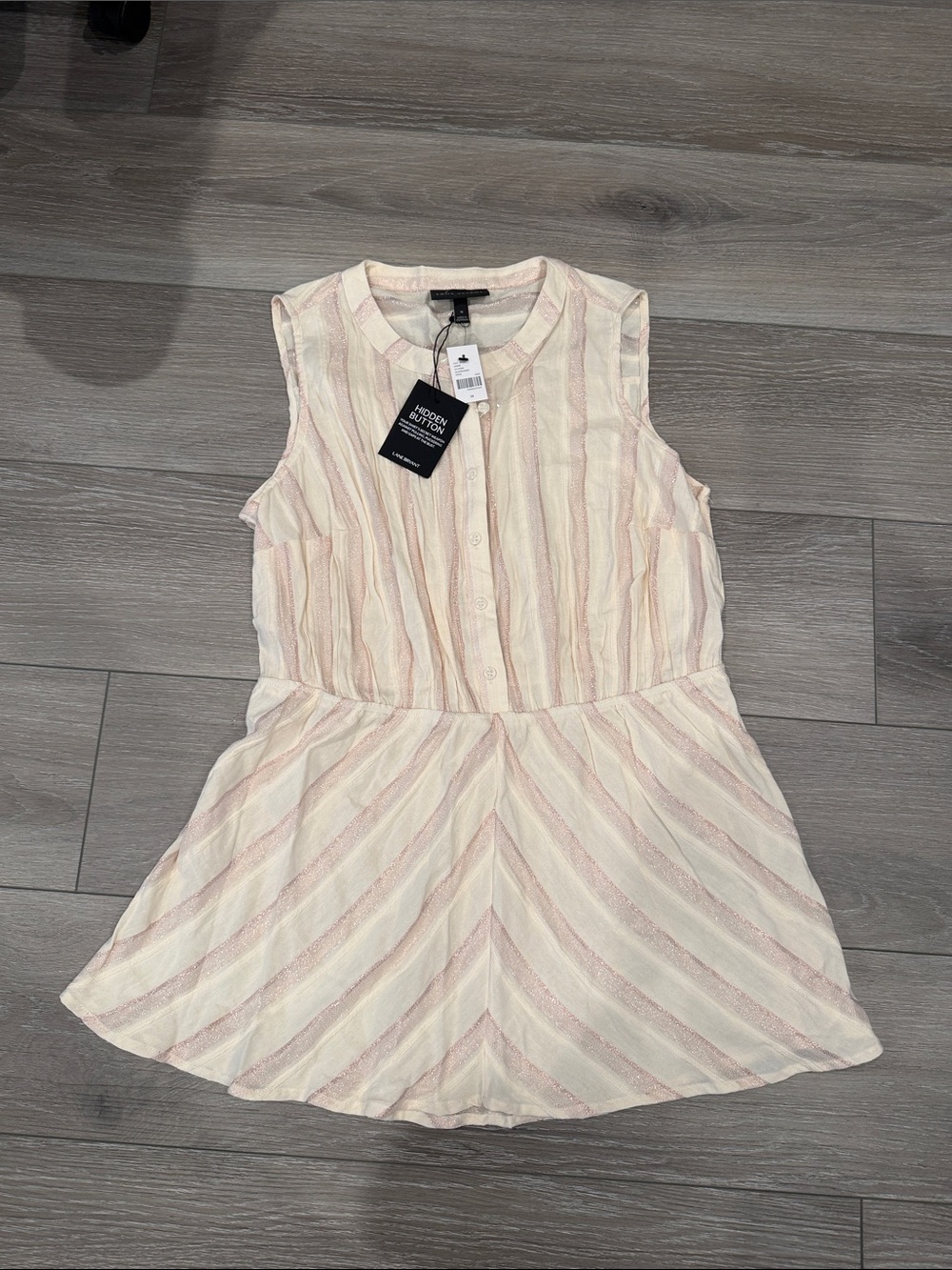 Women Lane Bryant Sleeveless Pink-Striped Shirt